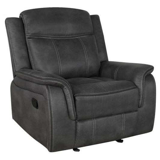 Lawrence - Upholstered Padded Arm Glider Recliner - Charcoal CoasterEveryday