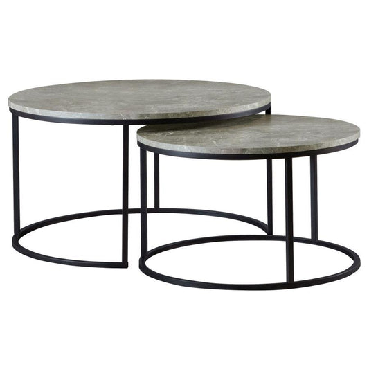 Lainey - 2 Piece Round Faux Marble Nesting Coffee Table - Gray CoasterEveryday