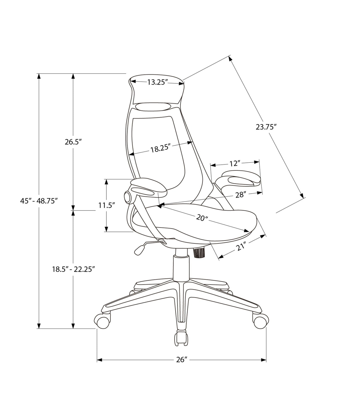Office Chair, Adjustable Height, Swivel, Ergonomic, Armrests, Contemporary & Modern 8th Street