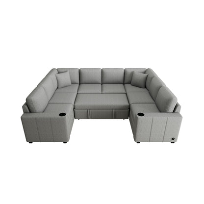 Convertible U-Shaped Sectional Sofa With Pull-Out Bed Hearth and Haven