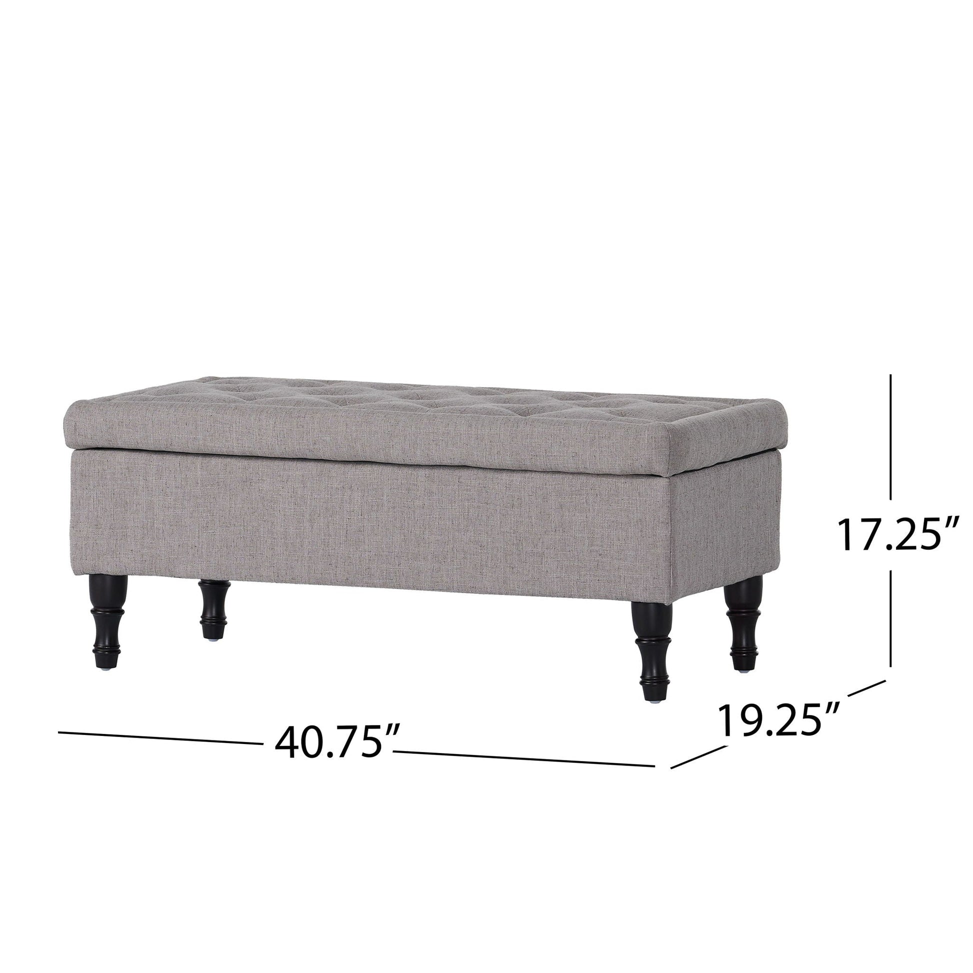 Dean - Fabric Storage Wide Tufted Rectangle Ottoman - Gray Noble House