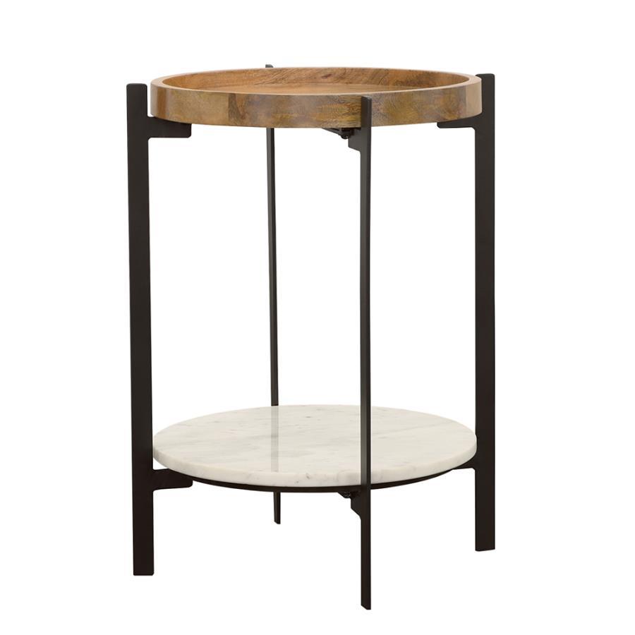 Adhvik - Round Table With Marble Shelf Coaster Fine Furniture