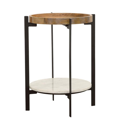 Adhvik - Round Table With Marble Shelf Coaster Fine Furniture