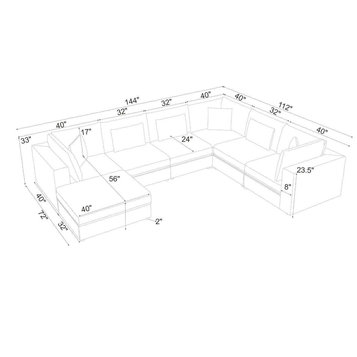 Upholstered Modular Sectional & Custom Configuration Home Essentials
