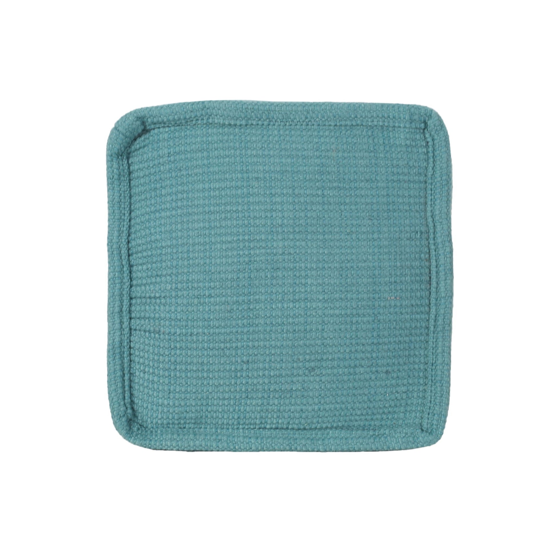 Hansolo - Yarn Square Pouf Ottoman Or Floor Cushion - Teal Home Essentials