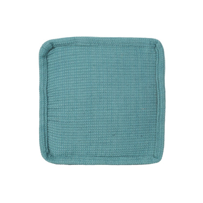 Hansolo - Yarn Square Pouf Ottoman Or Floor Cushion - Teal Home Essentials