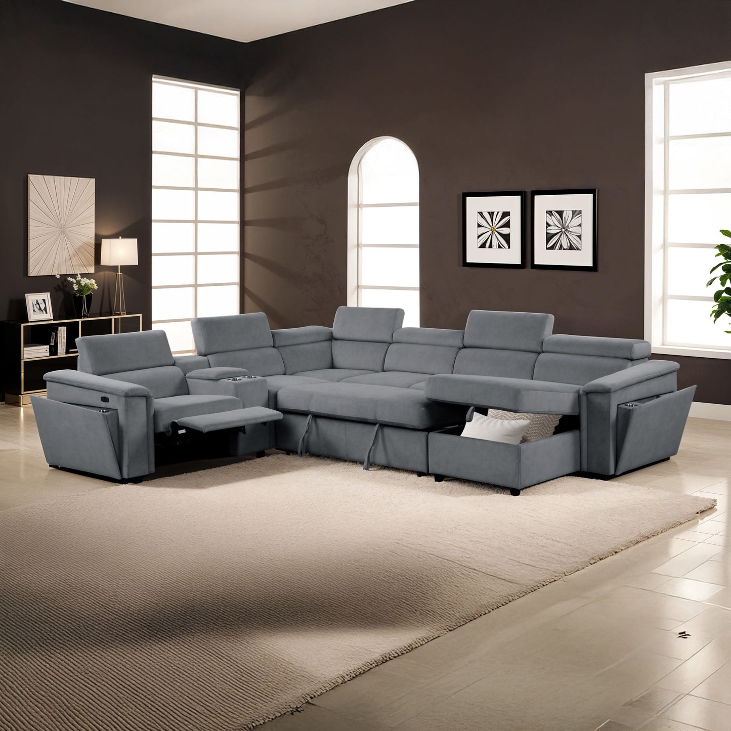 Harvey - Power Recliner Sleeper Sectional Matrix Furniture Group