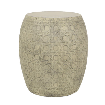 Outdoor Lightweight Concrete Side Table - Antique Yellow Noble House