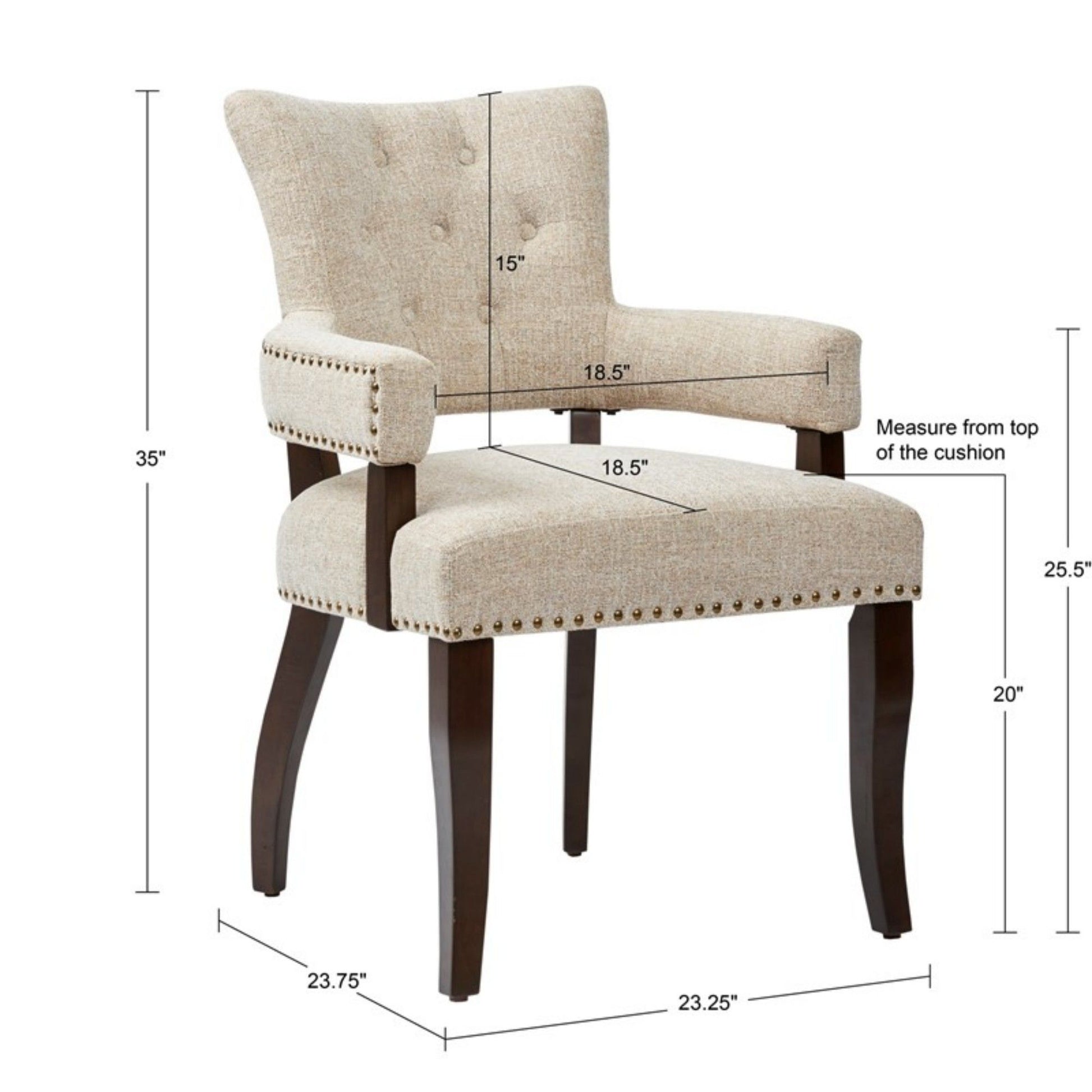 Brooklyn - Dining Arm Chair With Button Tufted Back (Set of 2) - Cream JLA