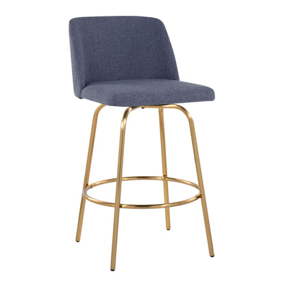 Toriano - Contemporary, Fixed Height Counter Stool With Swivel With Round Footrest (Set of 2) Lumi Source