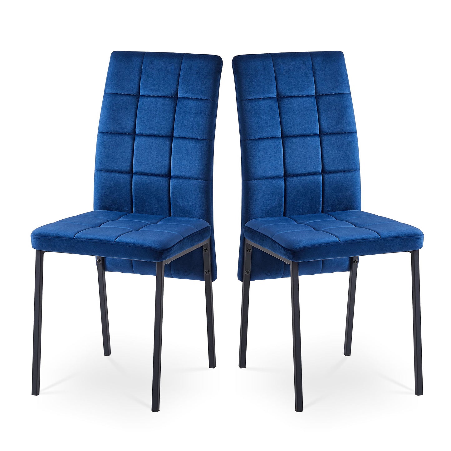 Velvet High Back Nordic Dining Chair Modern Fabric Chair With Black Legs (Set of 2) Home Essentials
