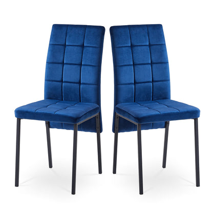 Velvet High Back Nordic Dining Chair Modern Fabric Chair With Black Legs (Set of 2) Home Essentials