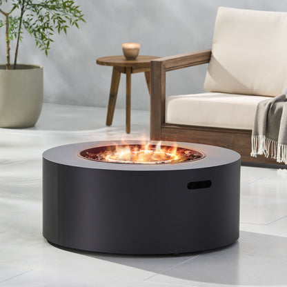 Round Iron Fire Pit With 40,000 Btu Noble House