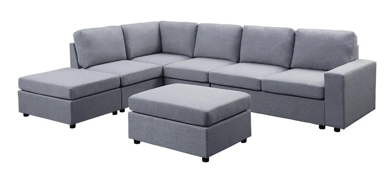 Cassia - 7 Seat Reversible Modular Sectional Sofa With Ottoman Lilola Home