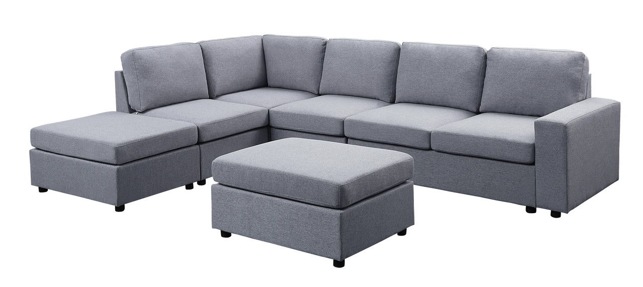 Marley - 7 Seat Reversible Modular Sectional Sofa With Ottoman Lilola Home