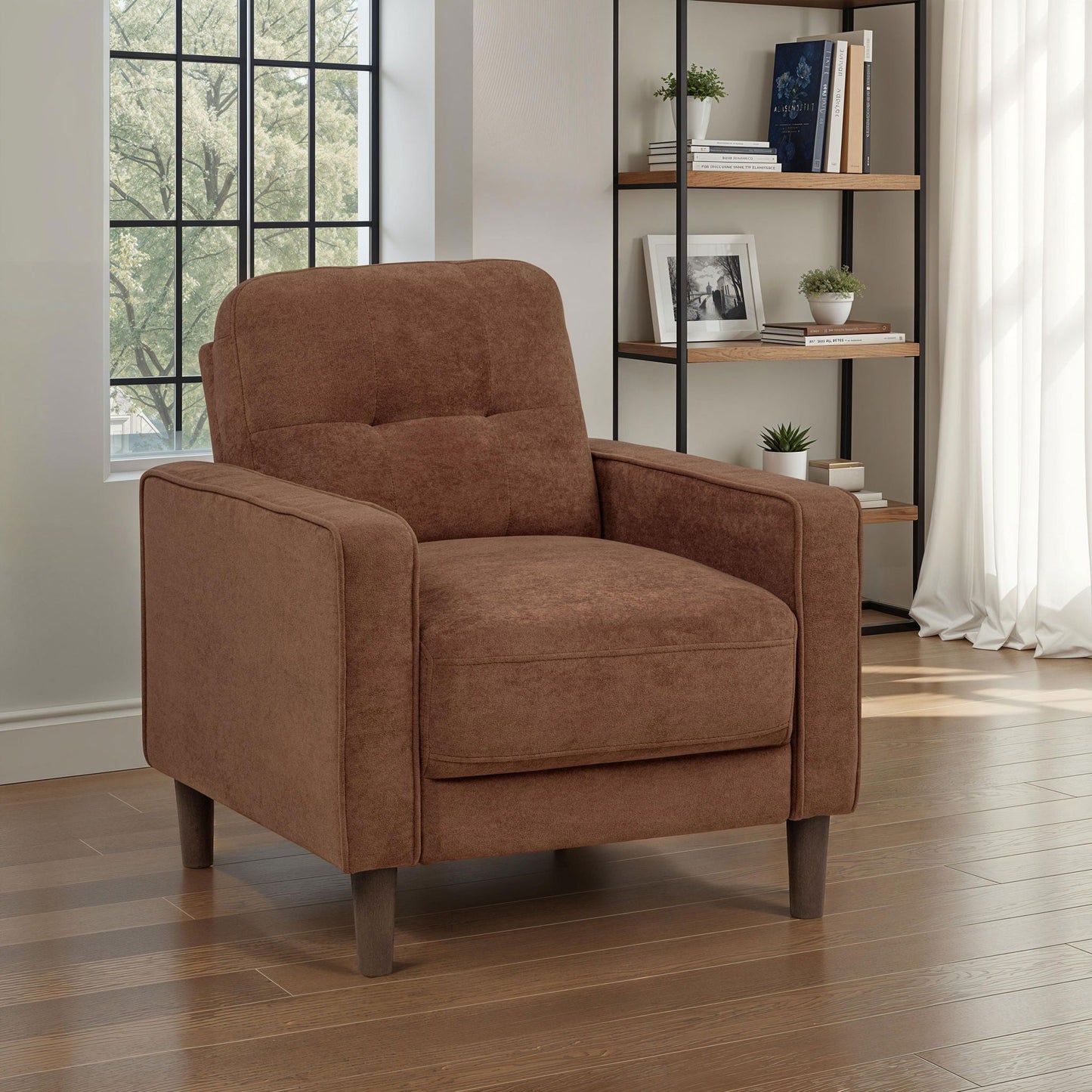 Heather - Track Arm Tufted Accent Chair - Rust Furniture Max