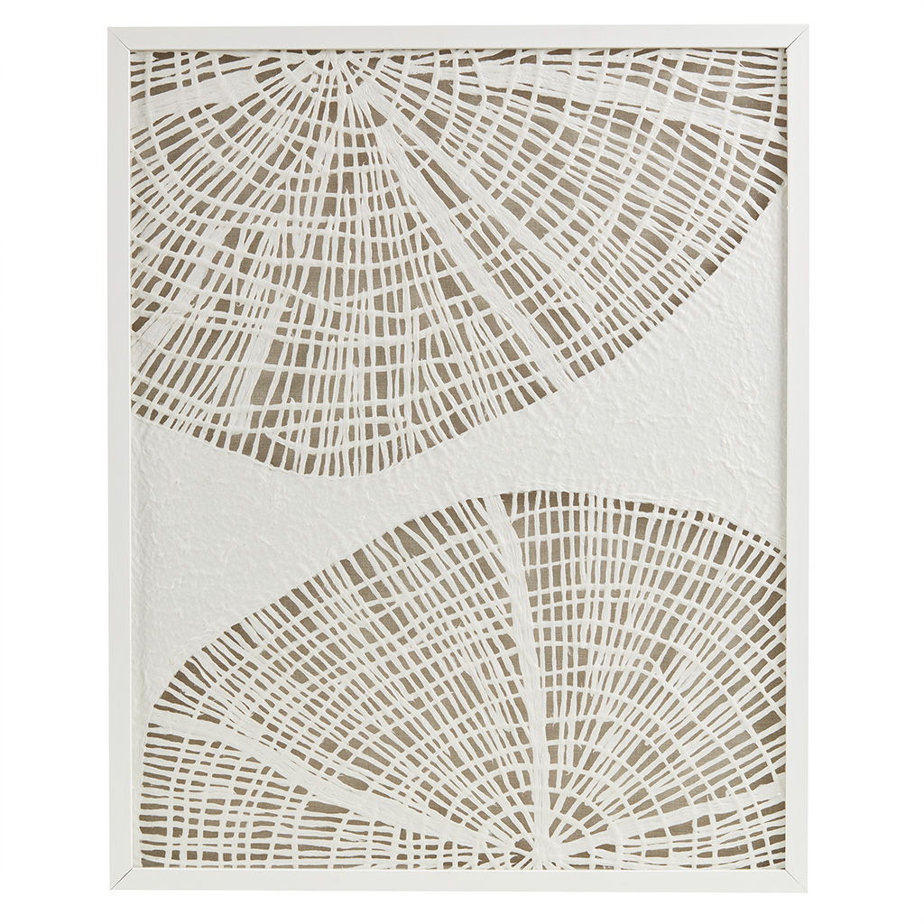 Solana - Framed Abstract Coastal Rice Shadowbox Wall Decor - Off-White