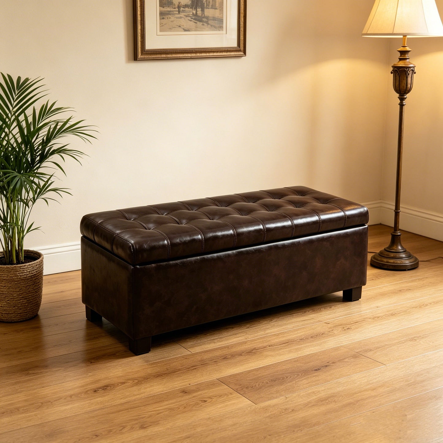 Elegant Tufted Storage Ottoman Bench Home Essentials