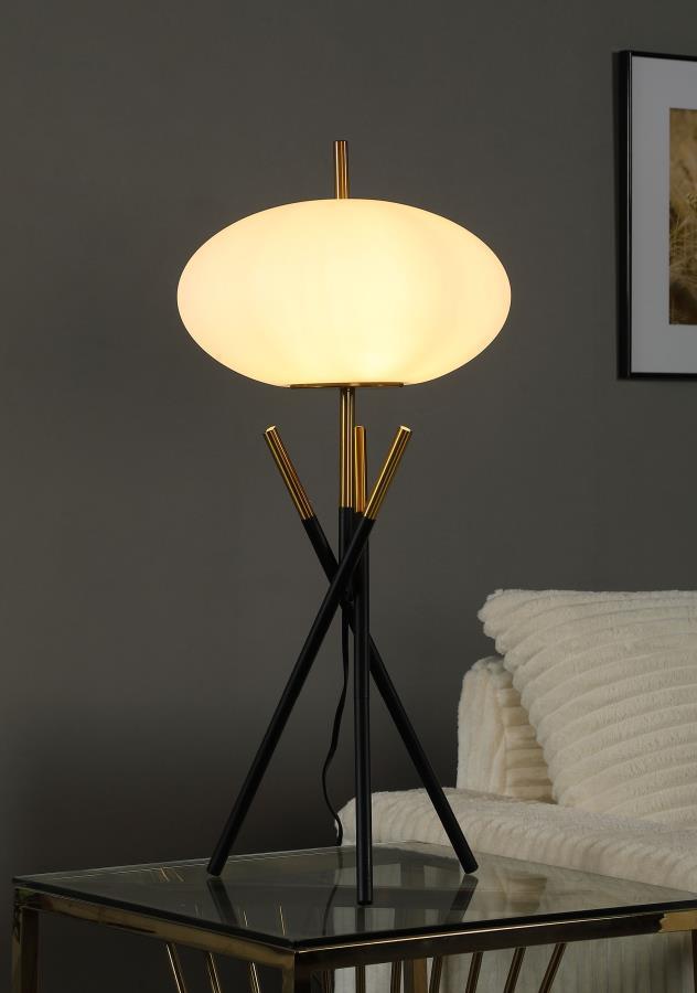 Layton - White Orb Shade Tripod Table Lamp - Black Coaster Fine Furniture