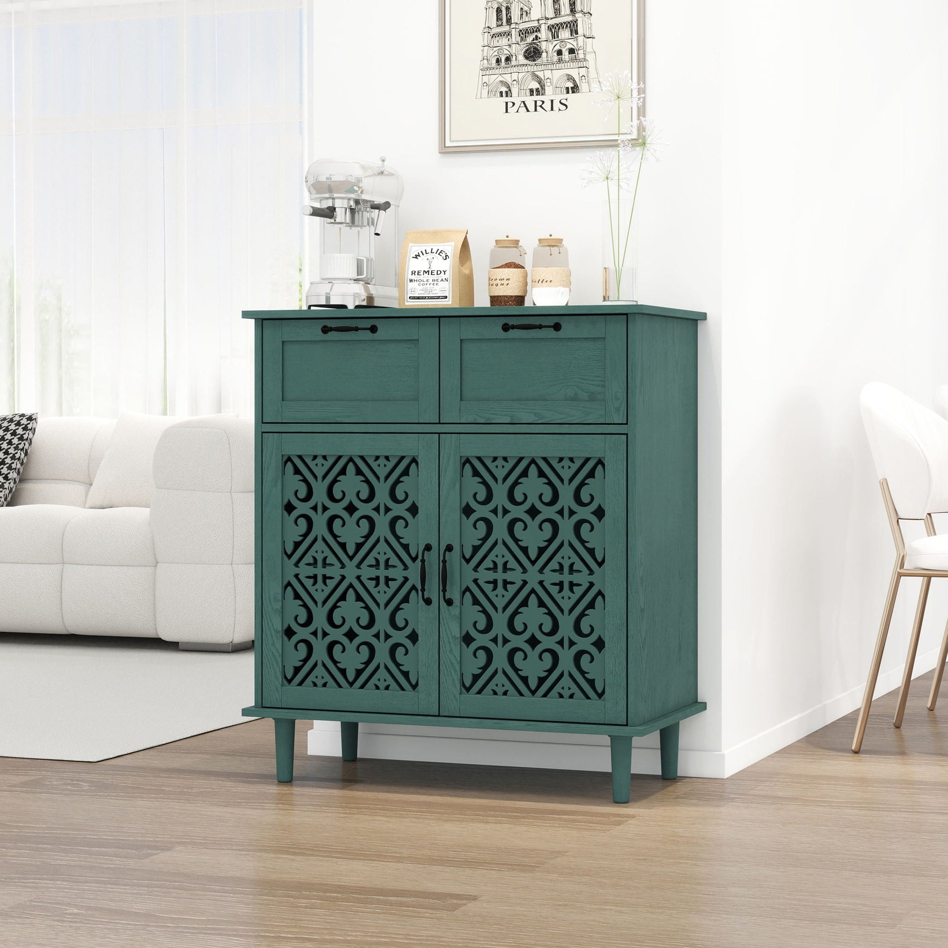 2 Door 2 Drawer Elegant Cabinet Home Essentials