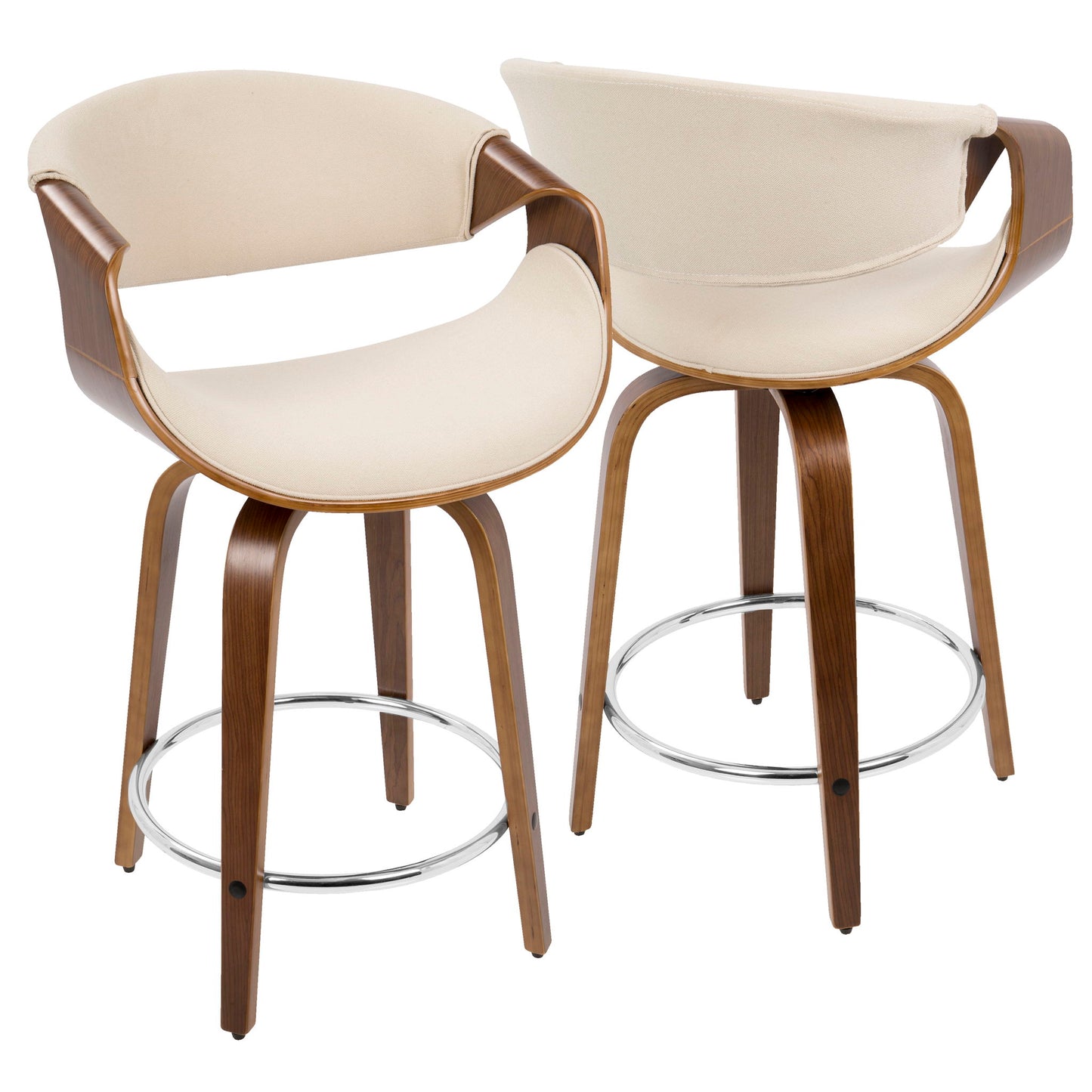 Curvini Mid - Century Modern Fixed Height Counter Stool With Swivel (Set of 2) Lumi Source