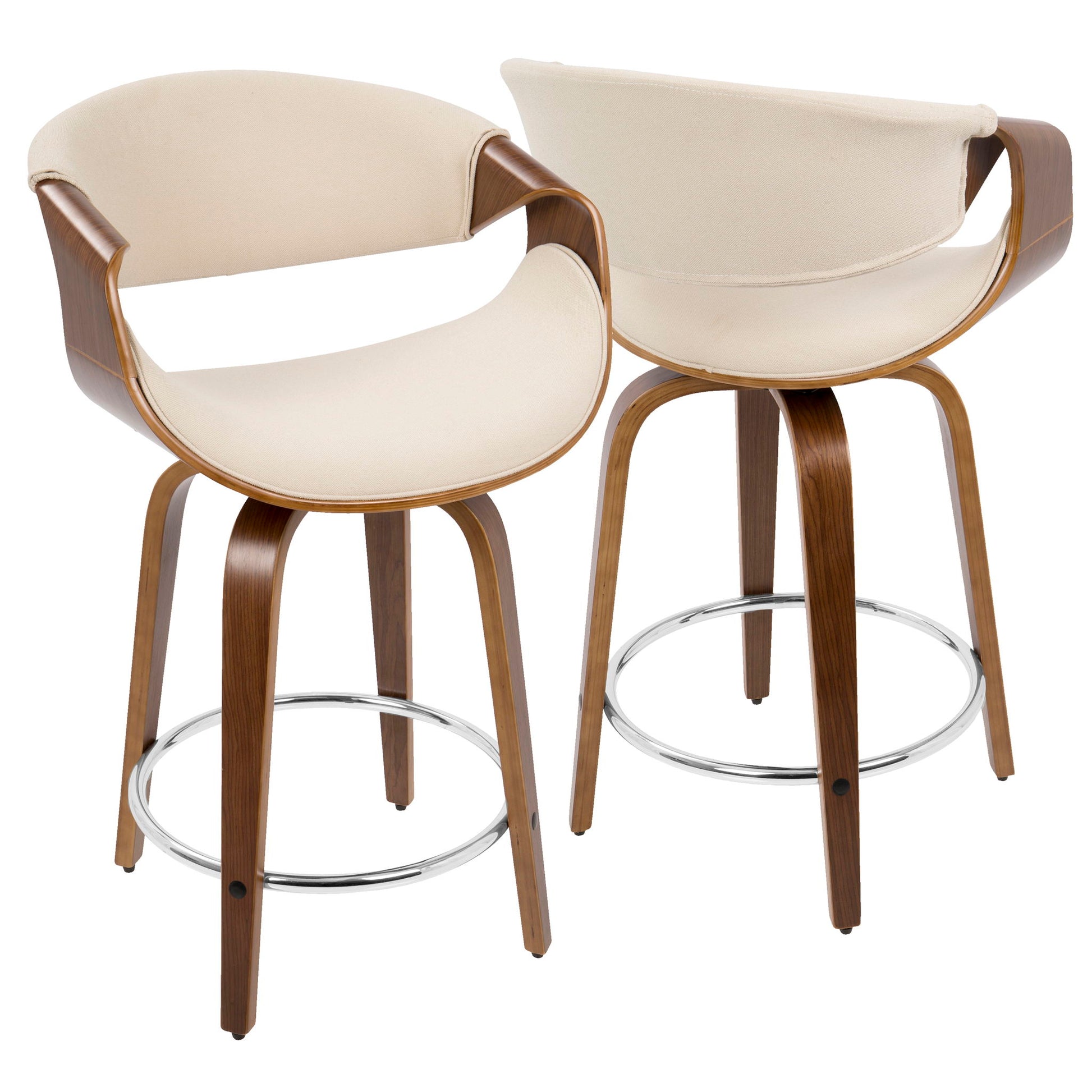 Curvini Mid - Century Modern Fixed Height Counter Stool With Swivel (Set of 2) Lumi Source