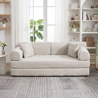 Modern 2 Tone Fabric Convertible Sleeper Sofa Bed Home Essentials