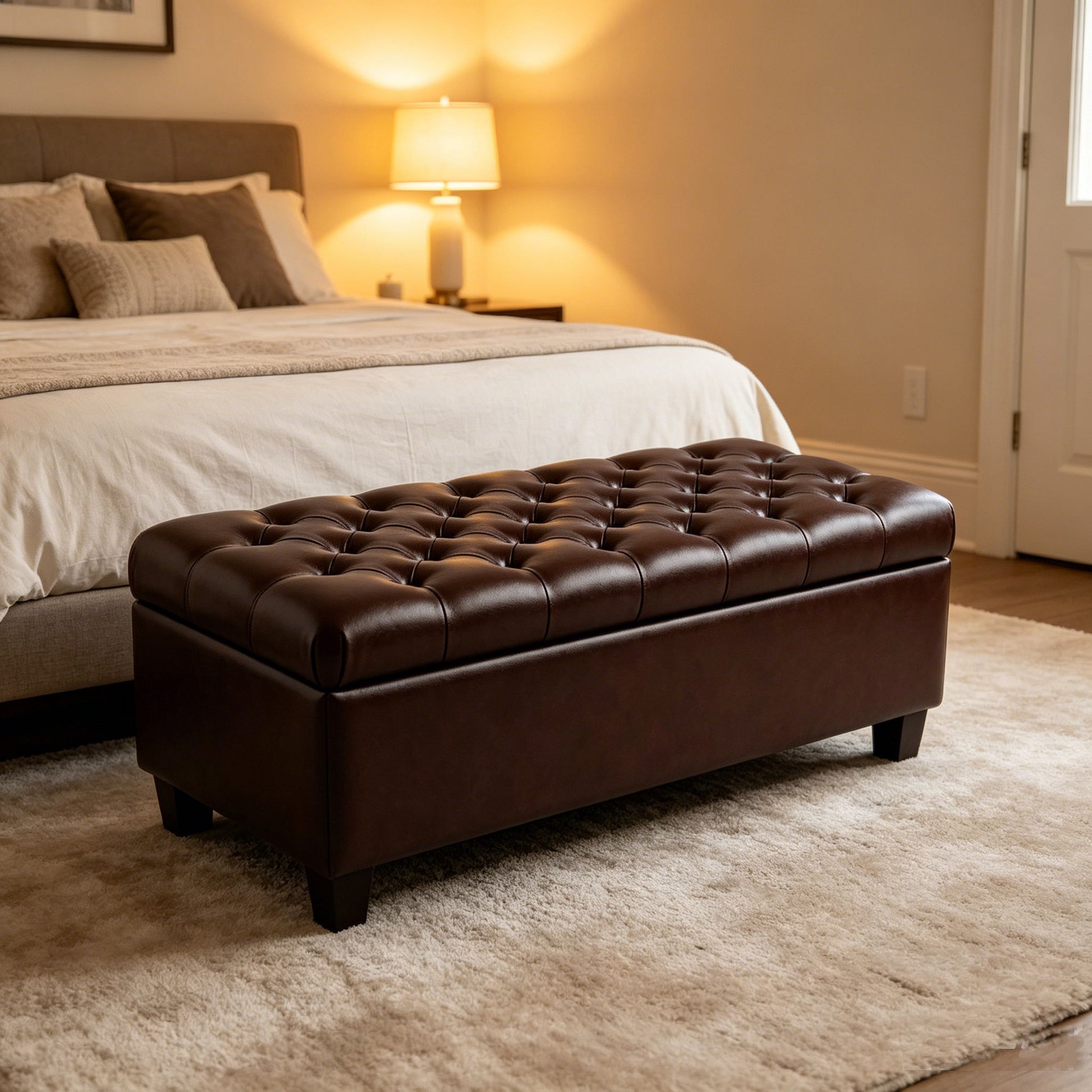 Storage Ottoman Bench With Safety Hinges Home Essentials