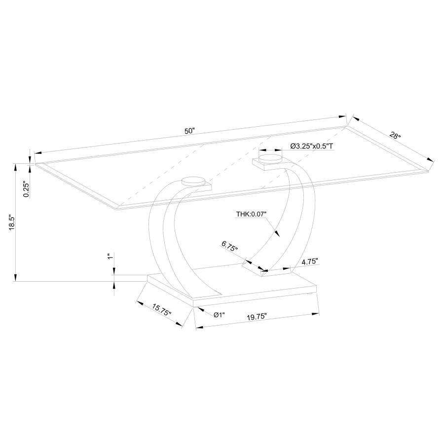 Pruitt - Glass Top Metal Base Table CoasterEssence