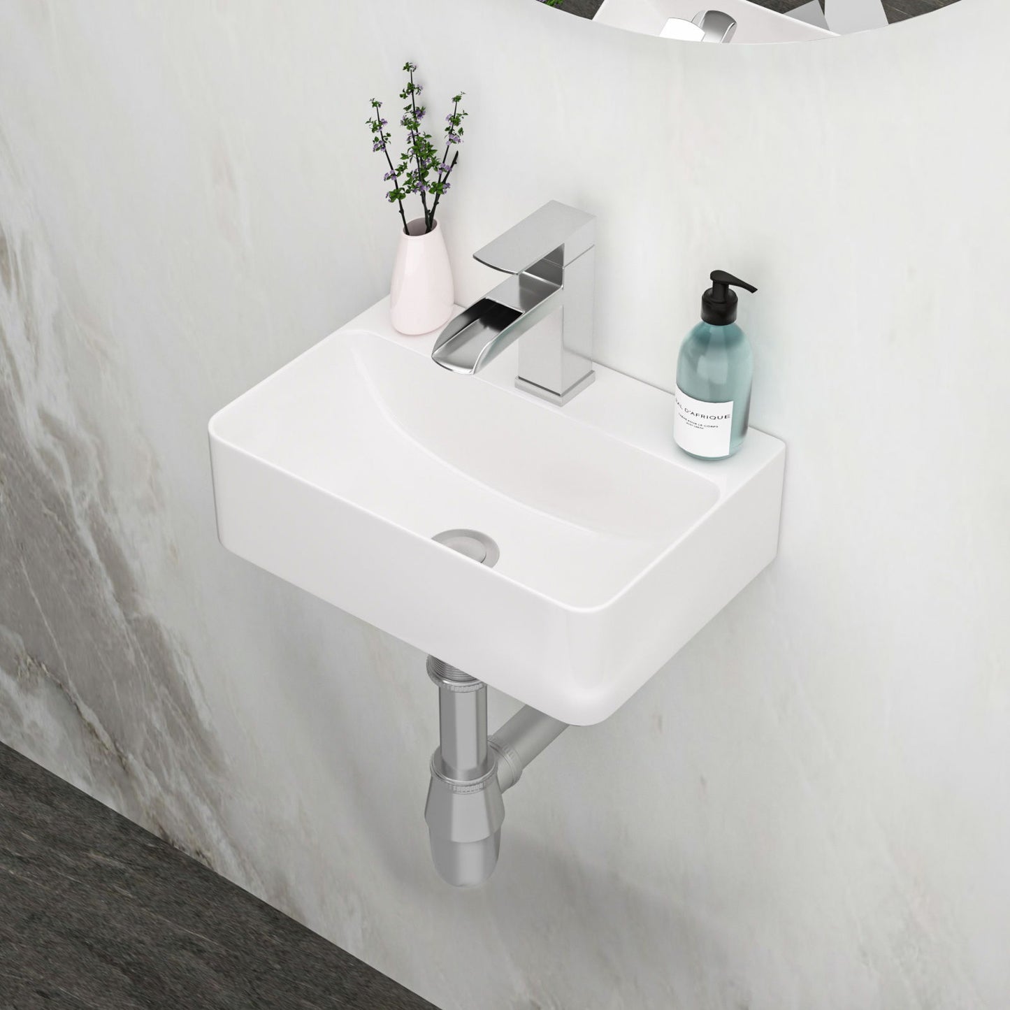 Ceramic Rectangle Wall Mount Bathroom Sink With Single Faucet Hole Daily Nest