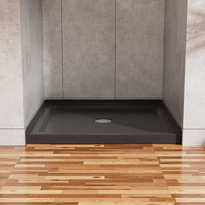 36" X 36" Shower Base 3.5" Height Anti - Slip Acrylic Center Drain Single Threshold Shower Base - Slate Black