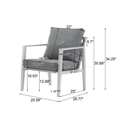 Modern Lounge Chair With Rope Accents And Cushions Noble House