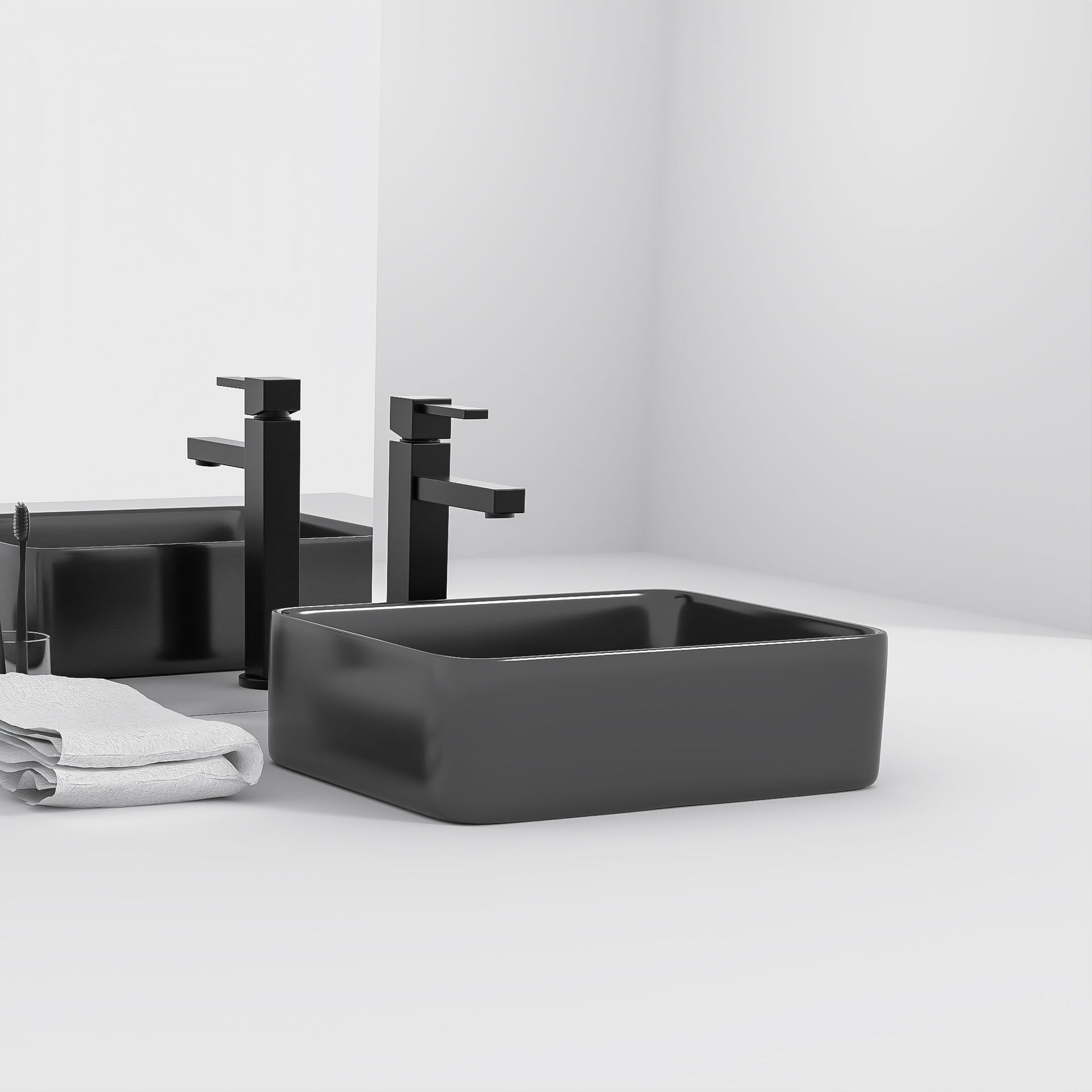 Modern European Design Ceramic Rectangular Vessel Bathroom Sink Daily Nest