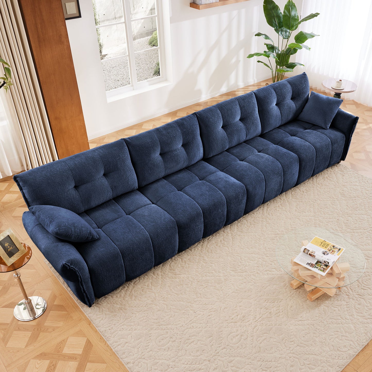 Modern Sofa & Pillows, Textured Cover, High Rebound Cushions Home Essentials