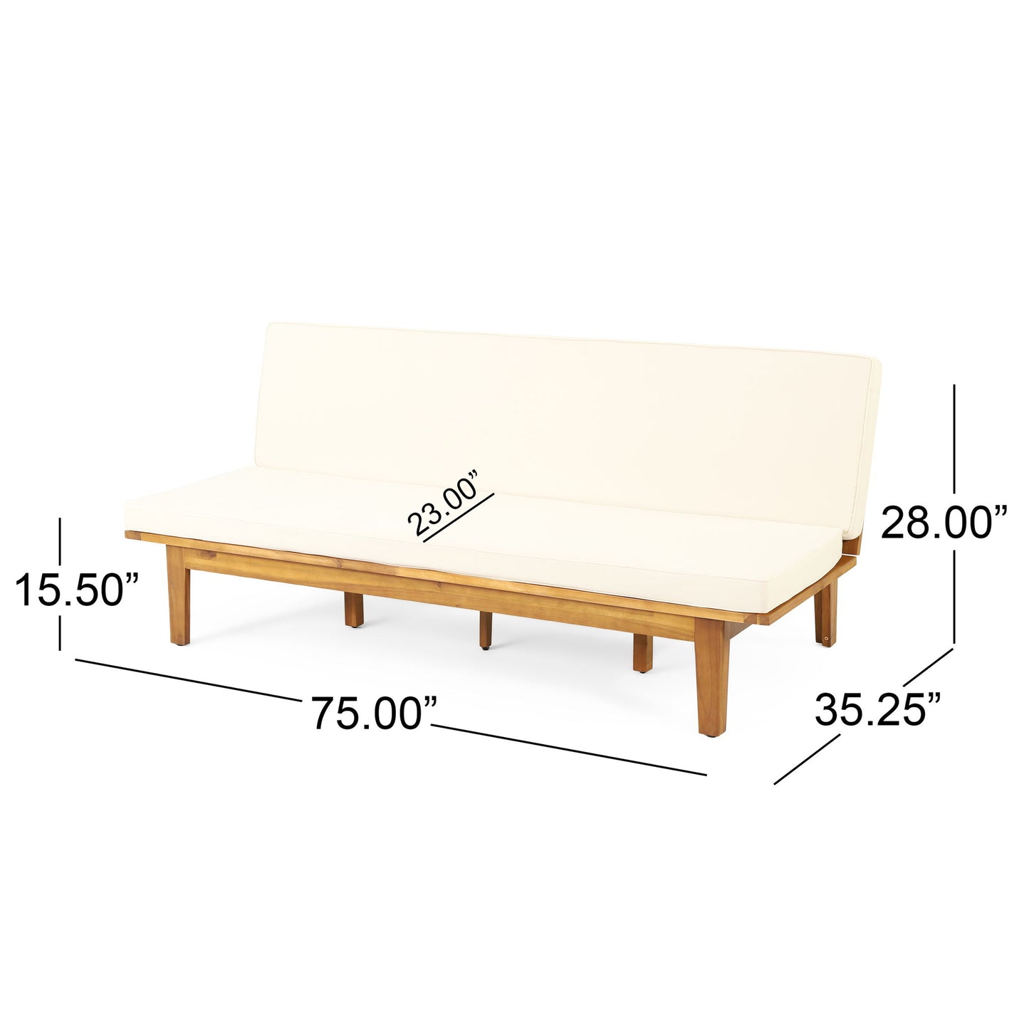Outdoor Elegance Daybed With Convertible Design Cushion Frame - Beige Noble House