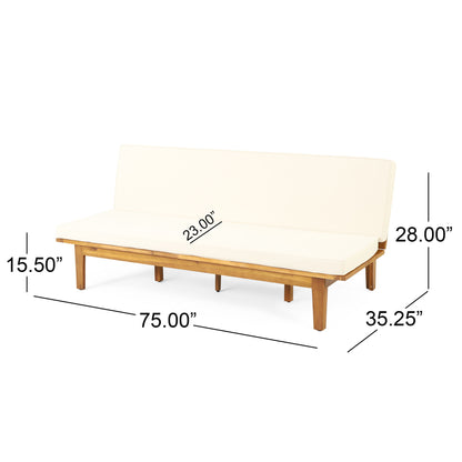 Outdoor Elegance Daybed With Convertible Design Cushion Frame - Beige Noble House