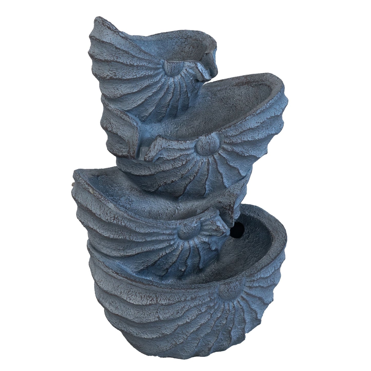 Decorative 4 Tier Nautilus Shell Water Fountain With Light For Indoor Outdoor - Blue Daily Nest