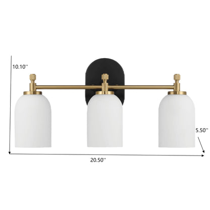 Meadows - 3 Lights Vanity Brush Bathroom Wall Light For Bathroom Over Mirror - Black / Gold / White Ashcroft Furniture