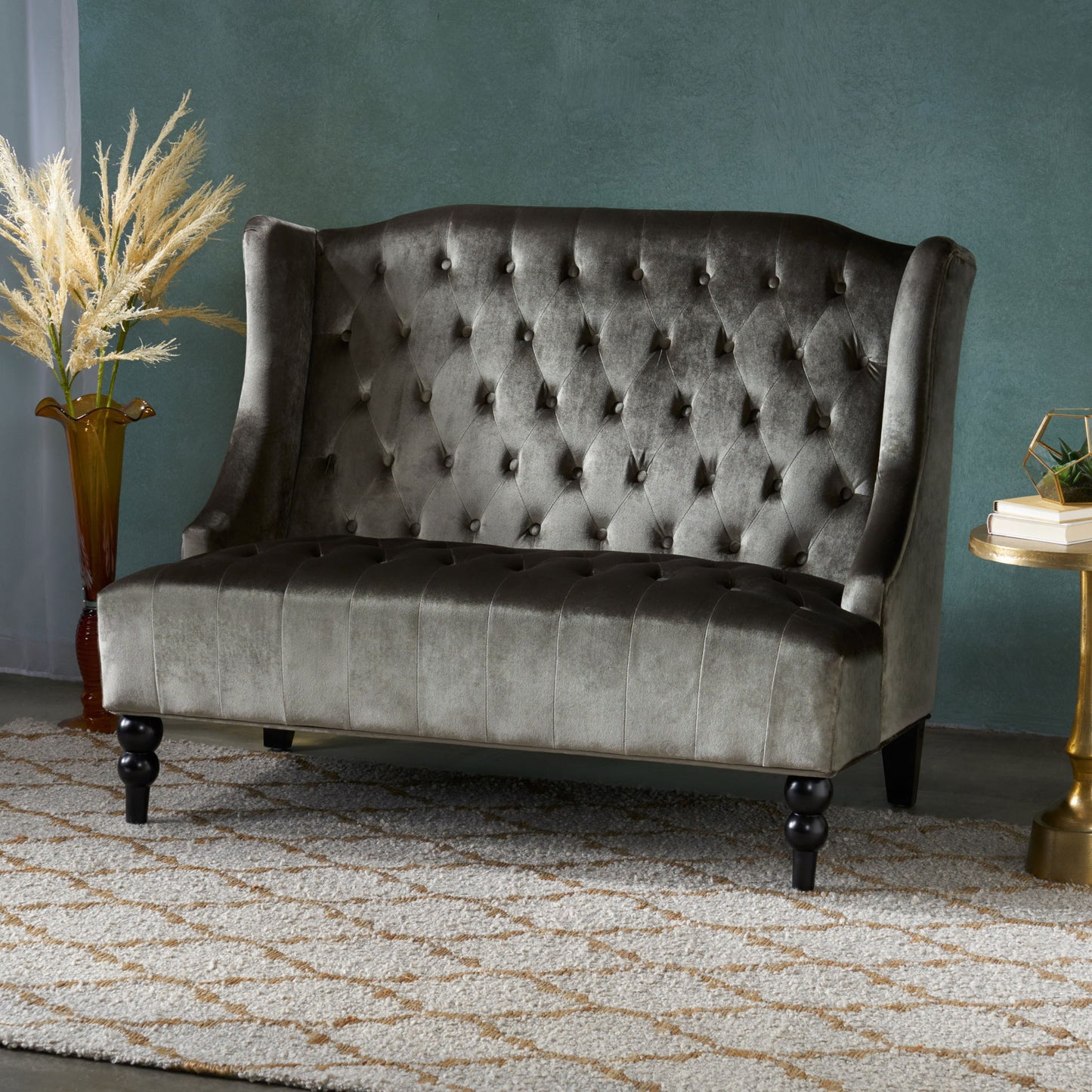 Nurturing - Upholstered Loveseat With Wing Back And Diamond Tufting Noble House