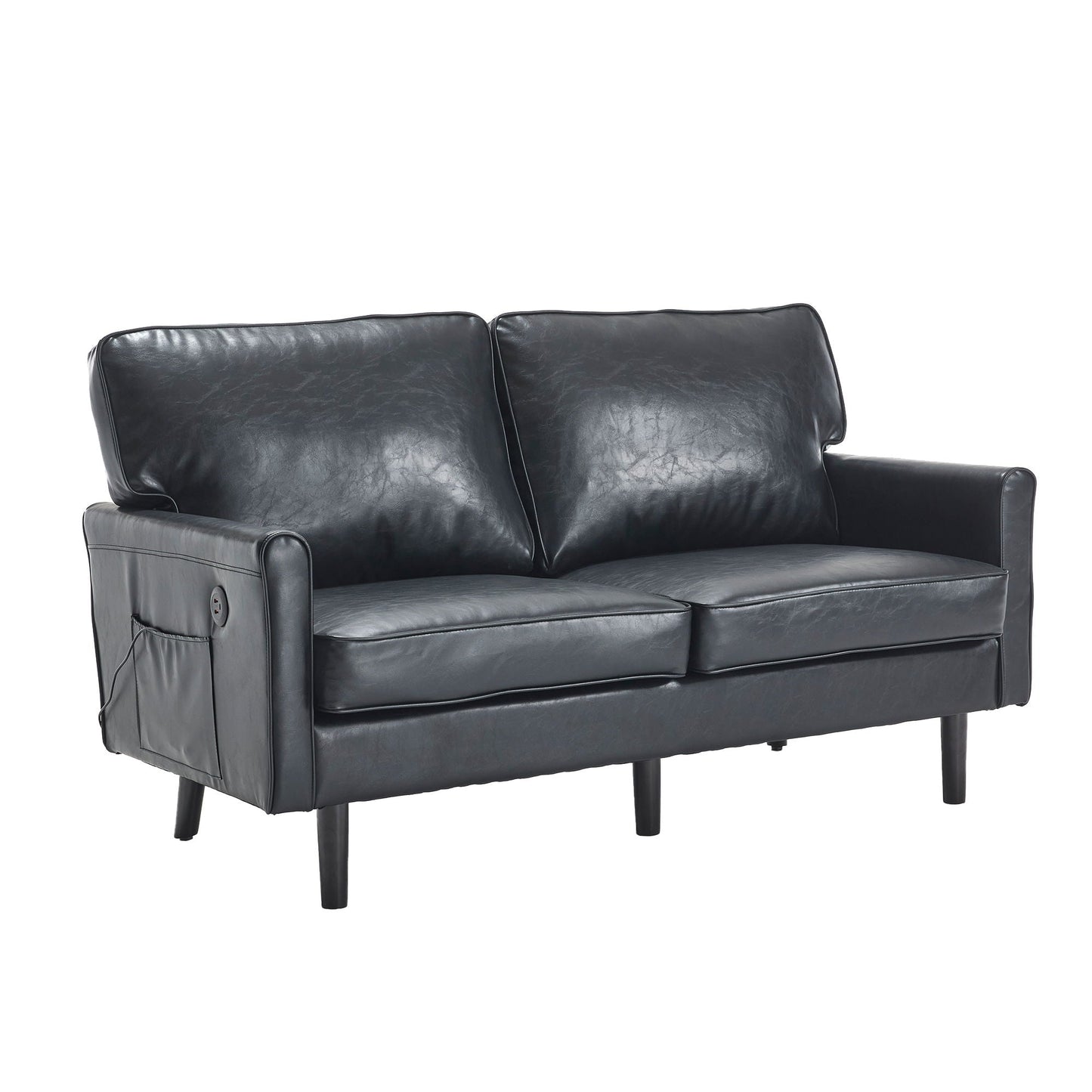 Mid Century Modern Loveseat Sofa With USB Ports, Removable Pillow Cover Home Essentials
