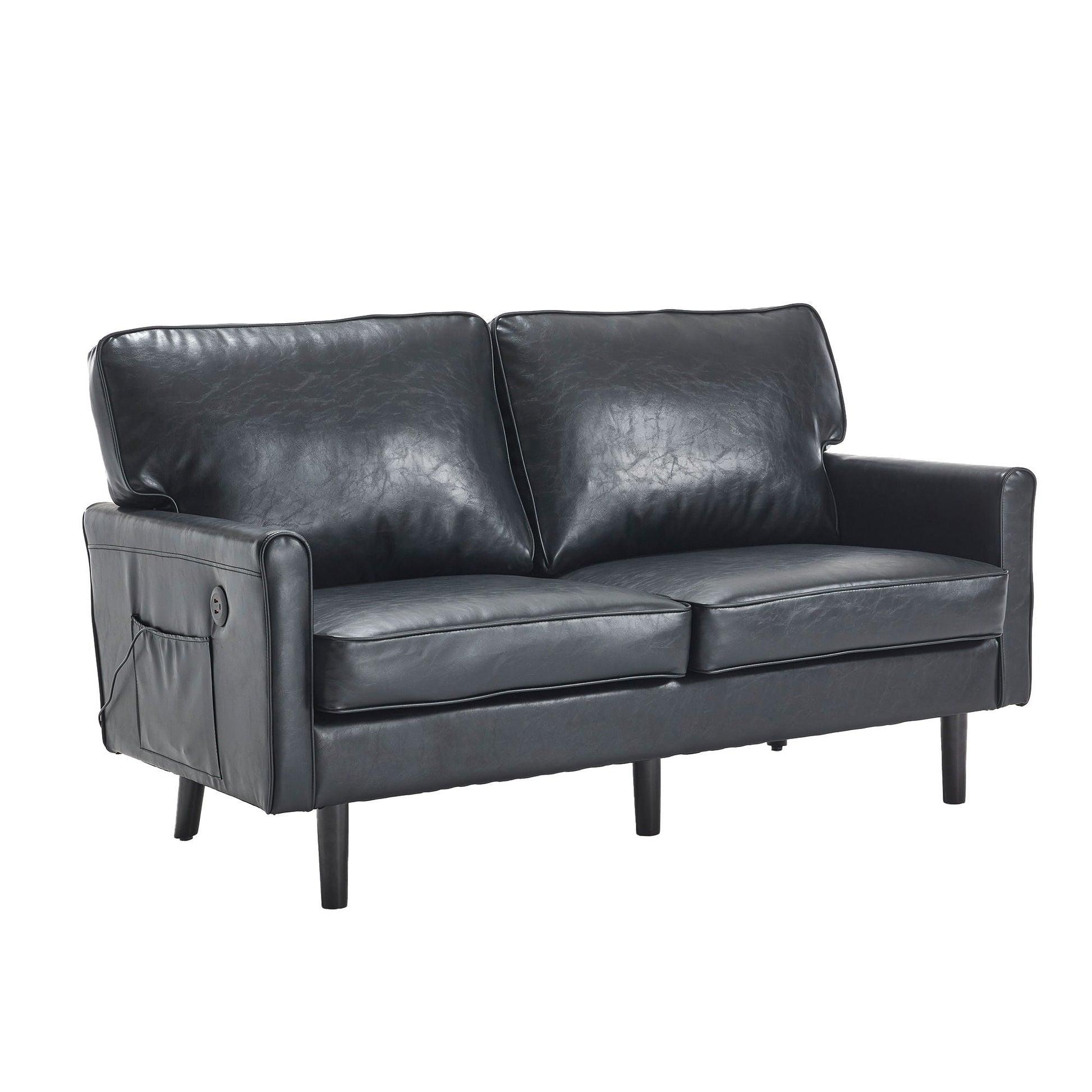 Mid Century Modern Loveseat Sofa With USB Ports, Removable Pillow Cover Home Essentials
