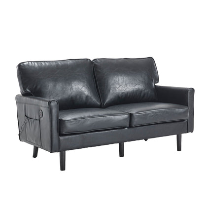 Mid Century Modern Loveseat Sofa With USB Ports, Removable Pillow Cover Home Essentials