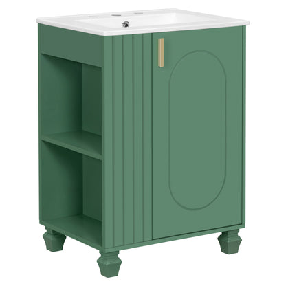 Classic Retro Bathroom Vanity With Sink, Door Shelf, Side Open Storage Frame Noble House