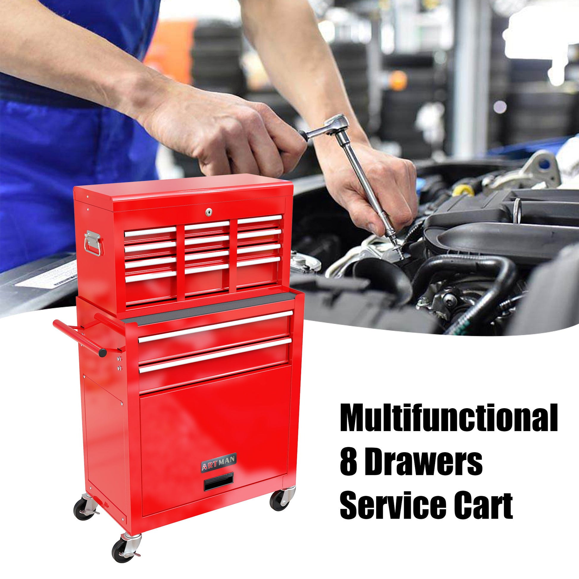 High Capacity Rolling Tool Chest With Wheels And Drawers, Storage Cabinet Daily Nest