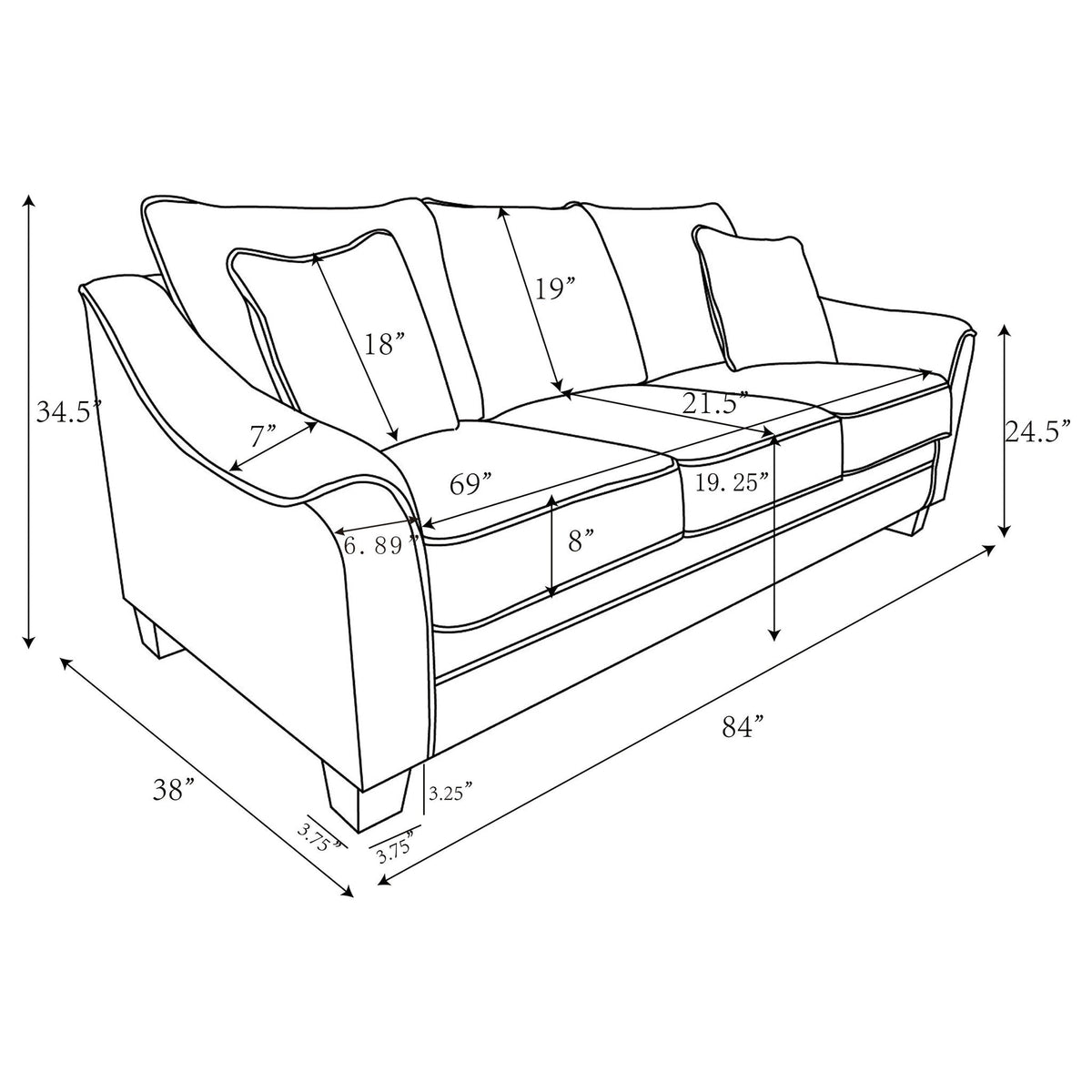 Lido - 2 Piece Sofa Set - Light Gray Furniture Max