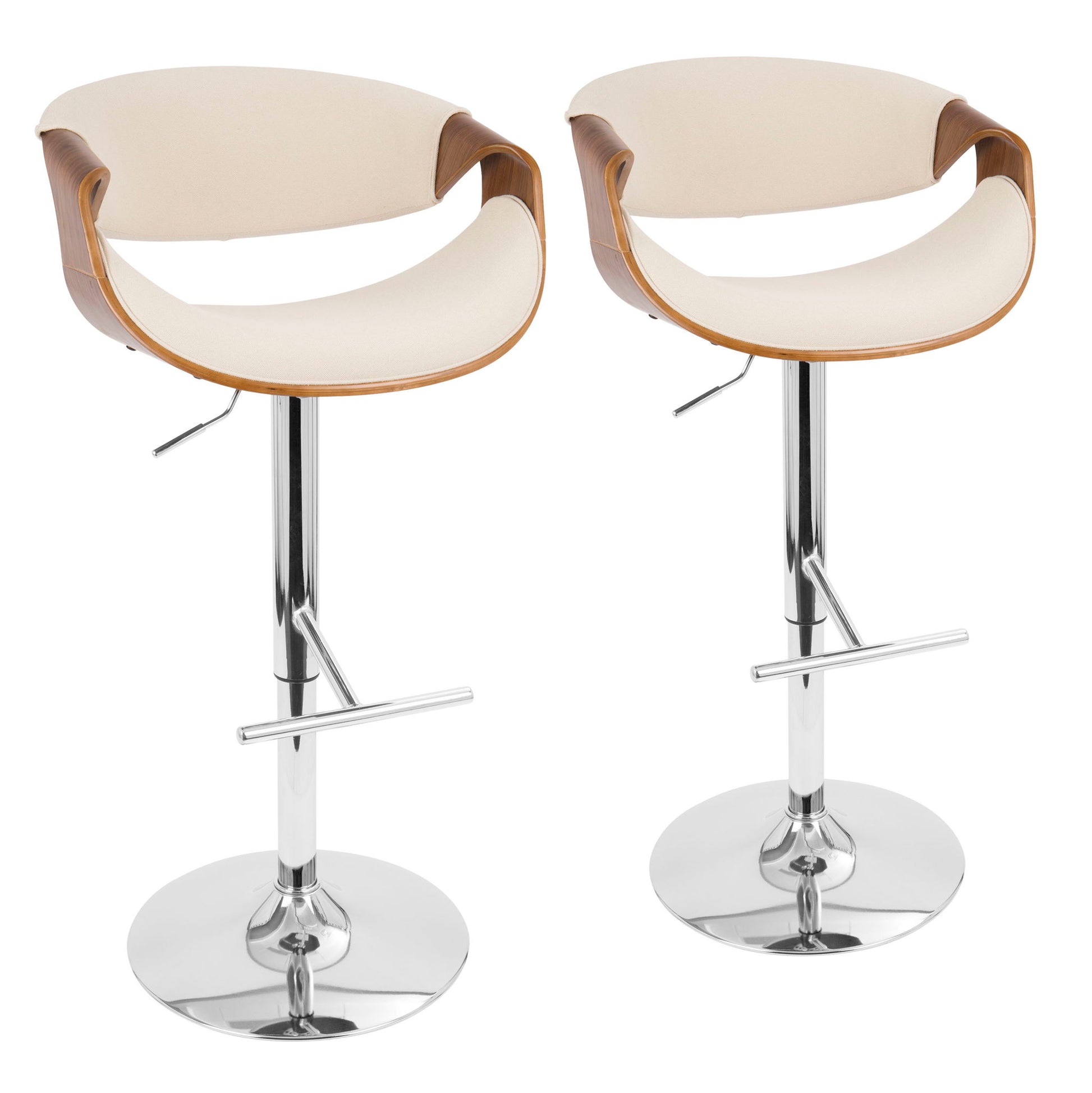 Curvo - Mid Century Modern Adjustable Barstool With Swivel With Straight T Footrest Lumi Source