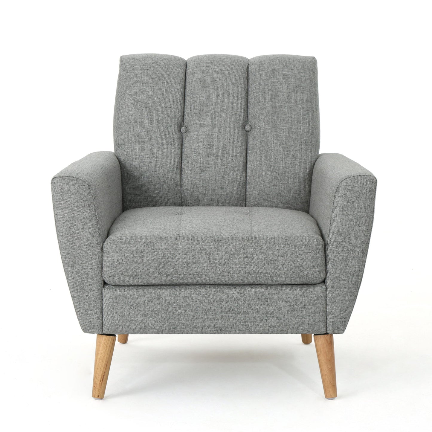 Fabric Channel Stitch Club Chair With Tufted Back - Gray Noble House