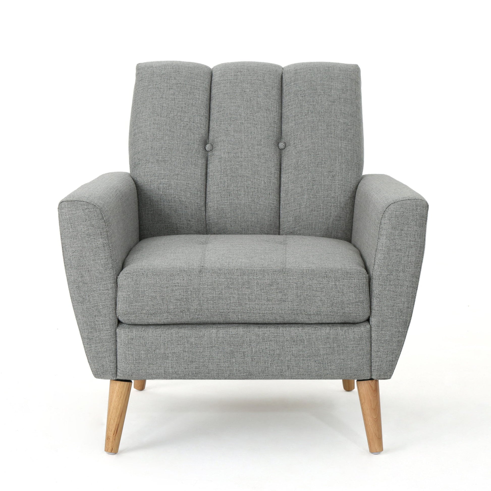Fabric Channel Stitch Club Chair With Tufted Back - Gray Noble House