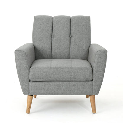 Fabric Channel Stitch Club Chair With Tufted Back - Gray Noble House