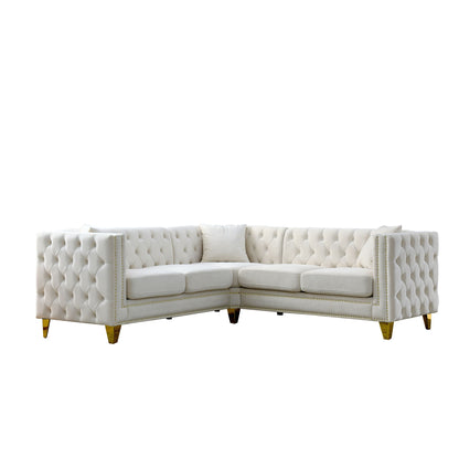 L-Shaped Corner Sofa, 5 Seater Sectional With Tufted Design Home Essentials